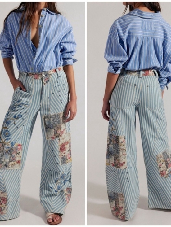 Free People Denim - Free People Runyon Patched Craft Pants